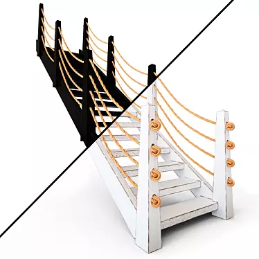 Ethnic Wooden Staircase | Handcrafted 3D model image 1 