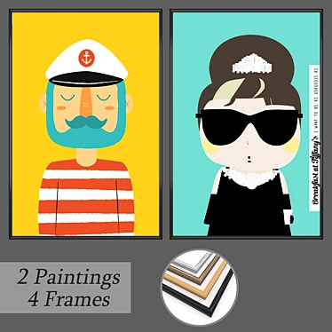 Versatile Wall Painting Set | 2 Paintings, 4 Frame Options 3D model image 1 