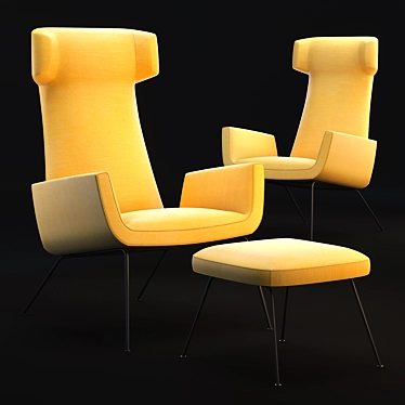 Elegant Pianca Dora Armchair & Ottoman 3D model image 1 