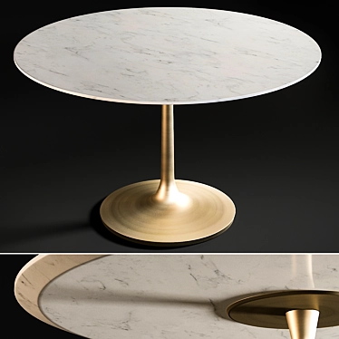 Nero White Marble Dining Table - Elegant and Versatile 3D model image 1 