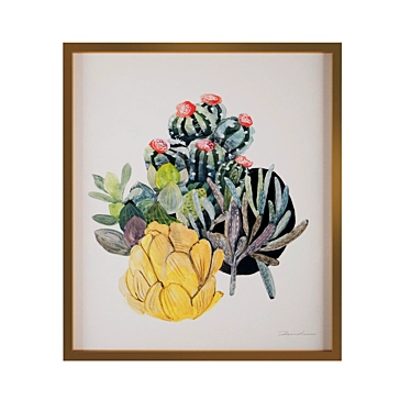 Vibrant Watercolor Cactus Print 3D model image 1 