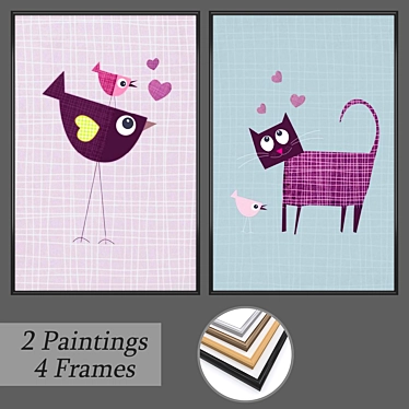 Artistic Wall Decor Set with Multiple Frames 3D model image 1 