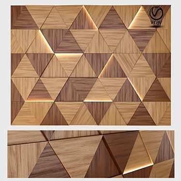 Illuminated Wood Panel: 3D Decorative Wall Art 3D model image 1 