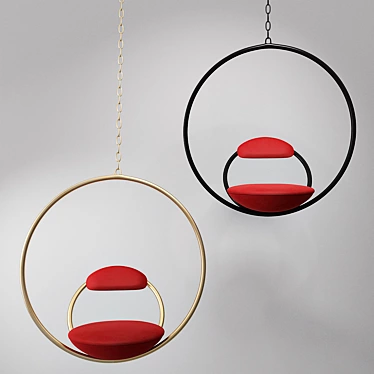 Brushed Brass Hanging Hoop Chair 3D model image 1 