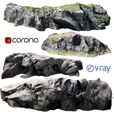 Realistic Rock Cliff Set 3D model image 1 