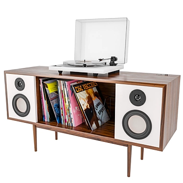 Mid-Century Bluetooth Stereo Console 3D model image 1 