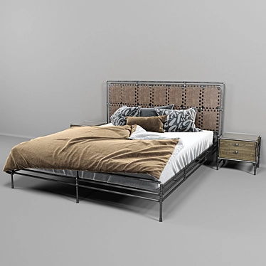 Modern Metal Loft Bed 3D model image 1 