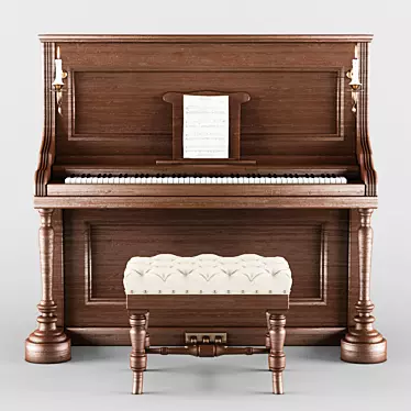 Retro Wood Piano: 3ds max & Vray 3D model image 1 