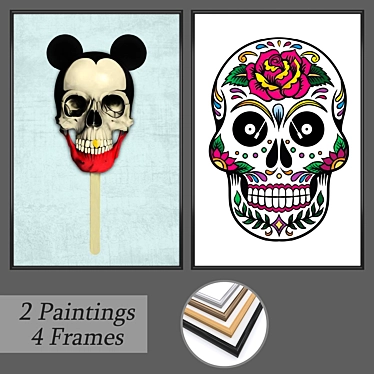 Art Set 656: 2 Paintings, 4 Frame Options 3D model image 1 