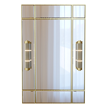 Vintage Brass Mirror with Lights 3D model image 1 