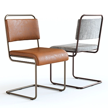 West Elm Industrial Chair: Stylish Leather Cantilever Design 3D model image 1 