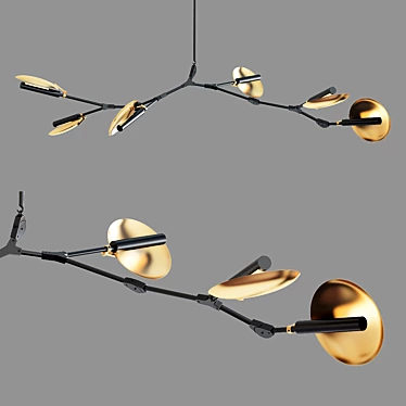 Elegant Branching Disc Chandelier 3D model image 1 