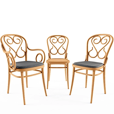 Elegant TON Arm Chairs 3D model image 1 