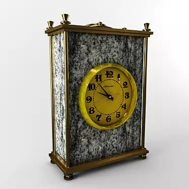 Marble Brass Desktop Clock 3D model image 1 