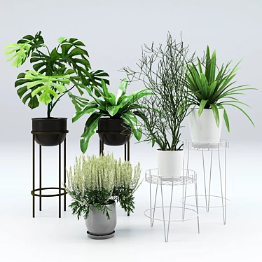 Elegant White Metal Plant Stand 3D model image 1 