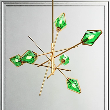 Harlow Green & Brass Chandelier 3D model image 1 