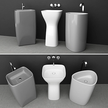 Elegant Washbasin Set - Modern X-Form Design 3D model image 1 