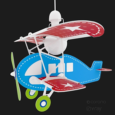 Adorable Blue Airplane Lamp 3D model image 1 