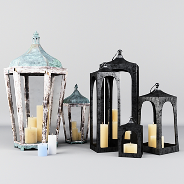 Hampton Style Lantern: Caleb & Park Hill 3D model image 1 