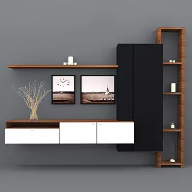 Modern TV Unit with Cabinets & Shelf 3D model image 1 