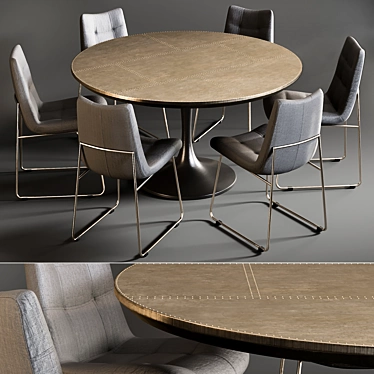 Modern Dining Set: Powell Tulip Table & Alice Chair 3D model image 1 