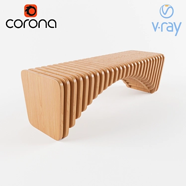 Elegant Woodcrafted Bench 3D model image 1 