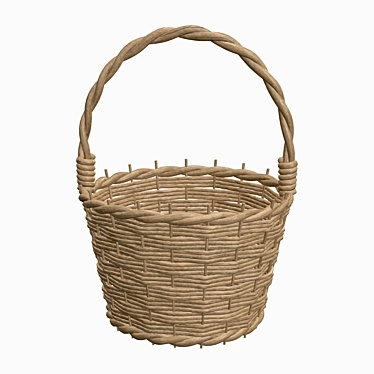 Rustic Woven Wicker Basket 3D model image 1 