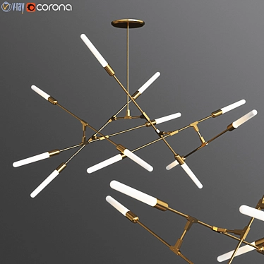 Dawn Brass Glass Chandelier: Modern Chic 3D model image 1 