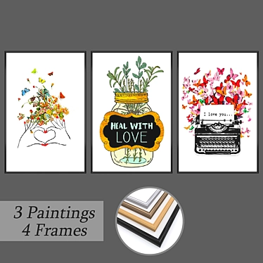 Title: Artistic Set: Wall Paintings & Frames 3D model image 1 