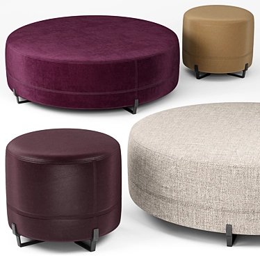 Luxurious New York Round Poufs 3D model image 1 