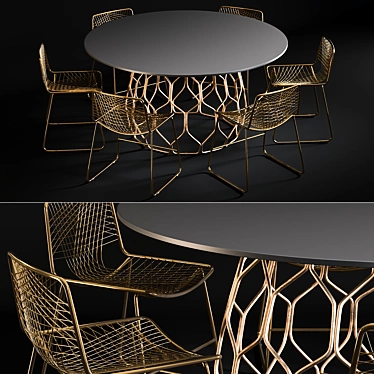 Brass Alpha Dining Set 3D model image 1 