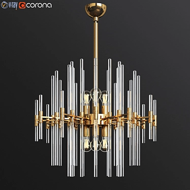 Quebec 6-Light Brass Chandelier 3D model image 1 