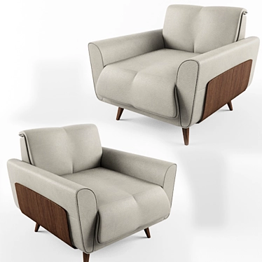 Natuzzi Talento - Stylish Wood Panel Armchair 3D model image 1 