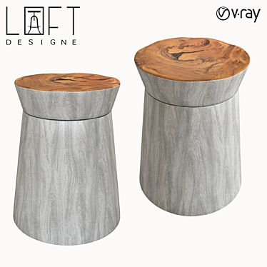 LoftDesigne 1546 Stool: Stylish Wooden Seating Option 3D model image 1 