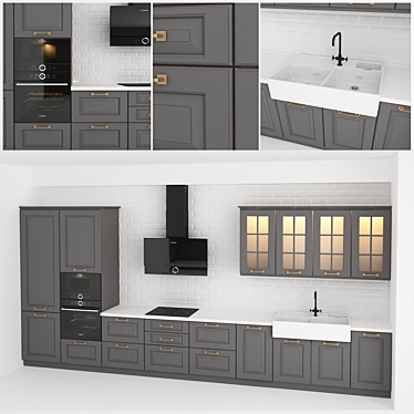 Elegant Classics: Kitchen with Timeless Facades 3D model image 1 