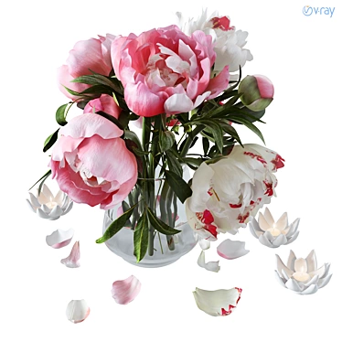 Elegant Peony Bouquet 3D model image 1 