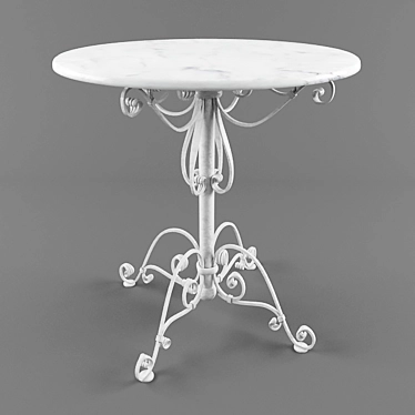 Classic White Marble Top Forged Table 3D model image 1 