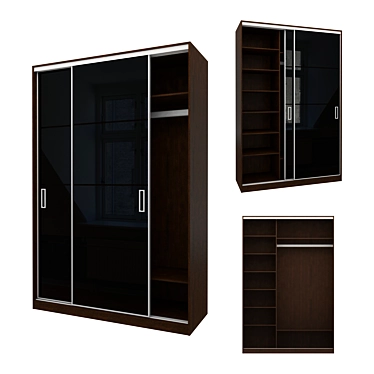 Sleek Sliding Wardrobe with Modus MS163 Narrow Profile 3D model image 1 