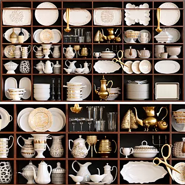 Title: Elegant Gold Porcelain Tea Set 3D model image 1 