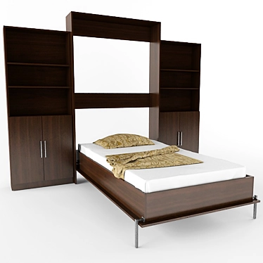 Hidden Wall Bed: Space-Saving Solution 3D model image 1 