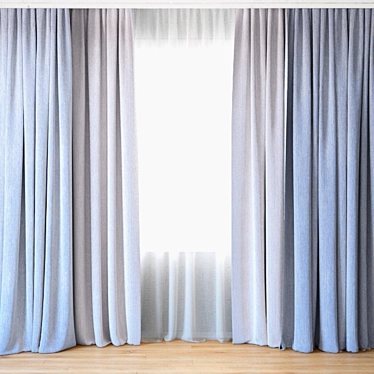 Elegant Sheer Curtains: 50-inch Panel 3D model image 1 