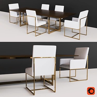 Restoration Hardware Grant and Linear Dining Set 3D model image 1 