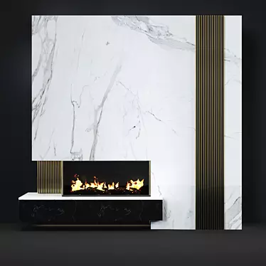 Sleek Marble Modern Fireplace 3D model image 1 