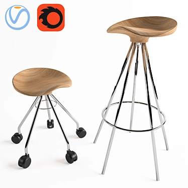 Modern Bar Stools with Barcelona Design 3D model image 1 