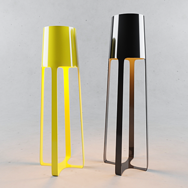 Octopus Floor Lamp: Black & Yellow, 150cm & 140cm 3D model image 1 