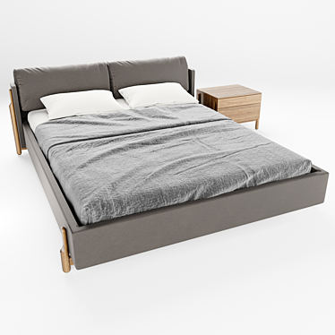 Rustic Ash Bed Set 3D model image 1 