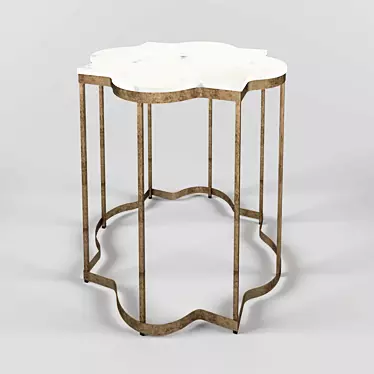 Elegant Arabesque Marble Side Table 3D model image 1 