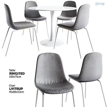 JYSK LYSTRUP Chair + RINGSTED Table Set 3D model image 1 