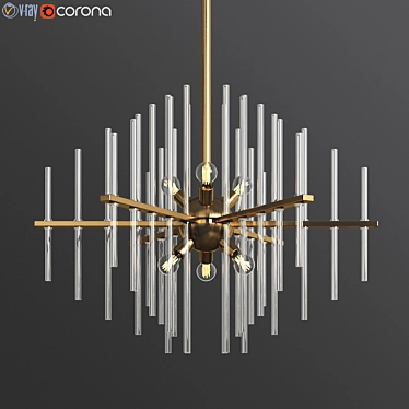 Modern 6-Light Brass Chandelier 3D model image 1 