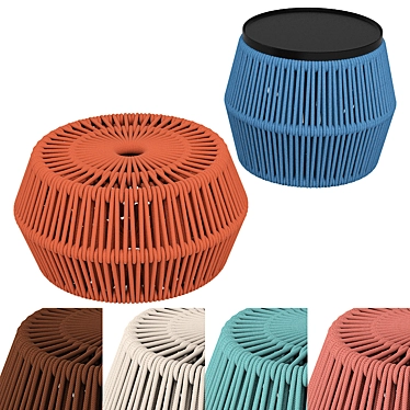 Kettal Zigzag Pouf: 6 Textured Ropes 3D model image 1 